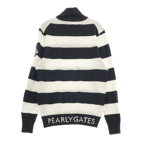 【1円】PEARLY GATES パーリーゲイツ 2021年 タートルネック ニットセーター ボーダー柄 ホワイト系 0 [240101036906]_画像2