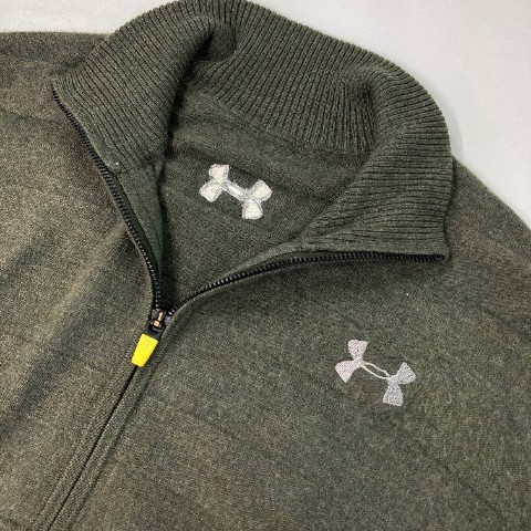 UNDER ARMOUR アンダーアーマー ウール ニットジャケット ボーダー柄 カーキ系 [240101061552] ゴルフウェア メンズ_画像3