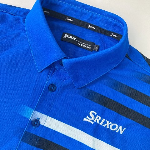 SRIXON スリクソン by DESCENTE 半袖ポロシャツ ボーダー柄 ブルー系 M [240101070024] ゴルフウェア メンズ_画像3