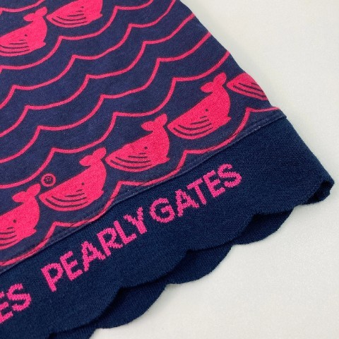 PEARLY GATES パーリーゲイツ 2021年モデル 半袖ポロシャツ クジラ総柄 ネイビー系 1 [240101072914] ゴルフウェア レディース_画像5