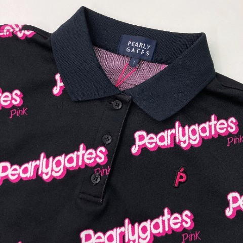 PEARLY GATES パーリーゲイツ 2023年モデル 半袖ポロシャツ ロゴ 総柄 ブラック系 1 [240101079376] ゴルフウェア レディース_画像3