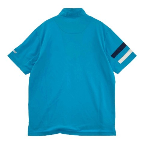 LE COQ GOLF ルコックゴルフ QG2717 ハーフジップ 半袖Tシャツ ロゴ刺繍 ブルー系 L [240101059211] ゴルフウェア メンズ_画像2