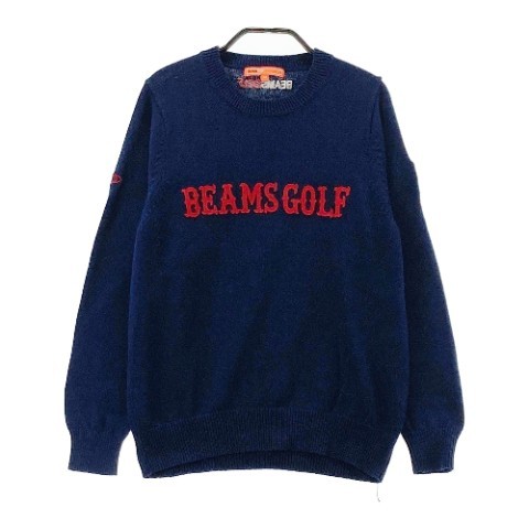 BEAMS GOLF ビームスゴルフ ニットセーター ロゴワッペン ネイビー系 M [240101060919] ゴルフウェア レディース