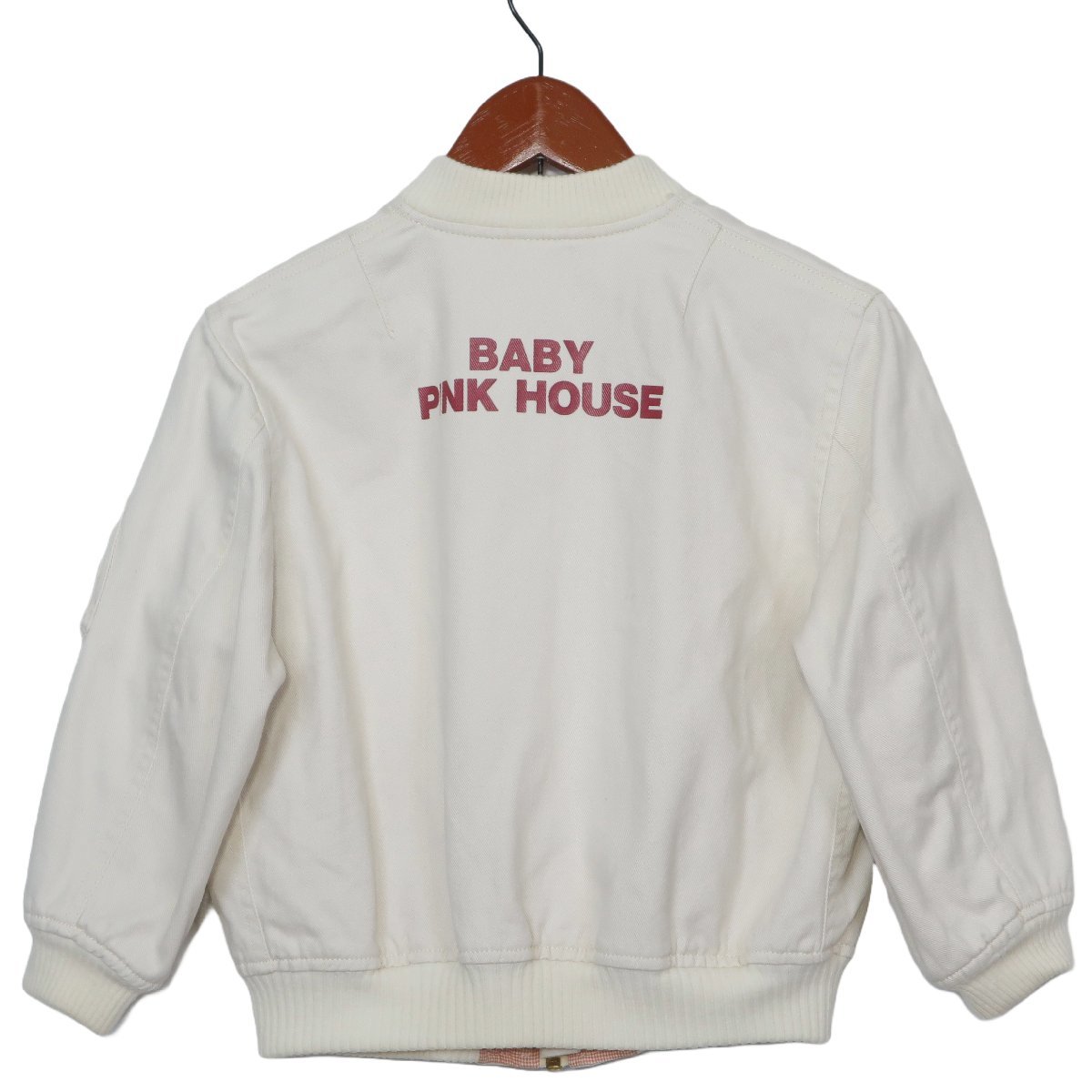  бледно-розовый house * Zip выше блузон размер M(110) серебристый жевательная резинка проверка спина Logo Vintage! off белой серии z4926