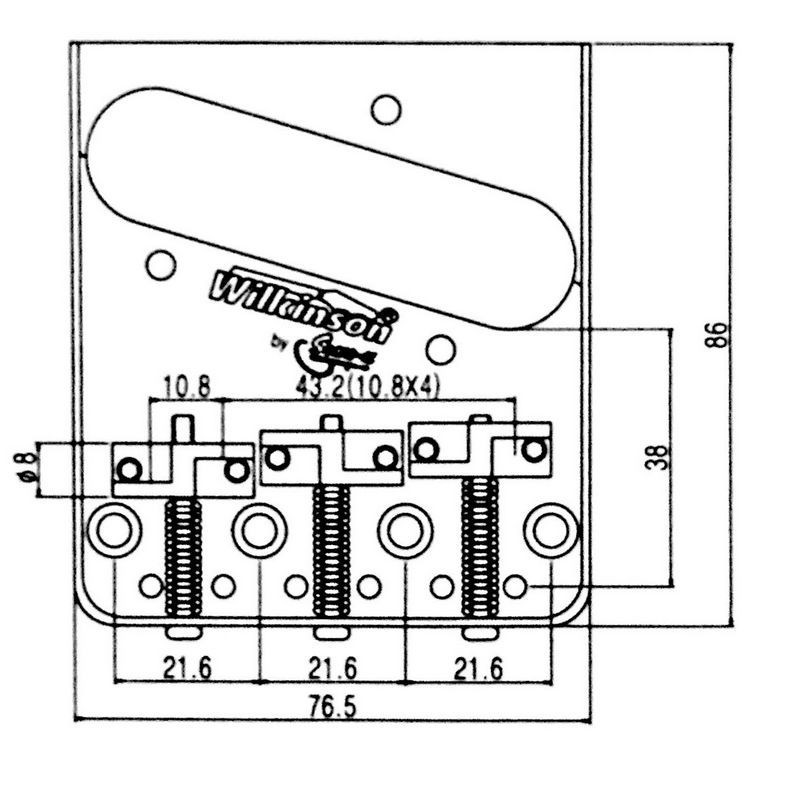 Wilkinson WTB テレキャスターブリッジ 弦長補正ブラスサドル付き　クローム_画像6