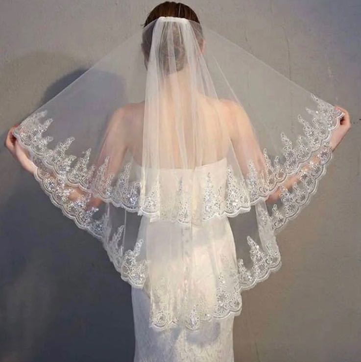 [ great popularity!] wedding veil embroidery spangled eggshell white wedding free shipping!