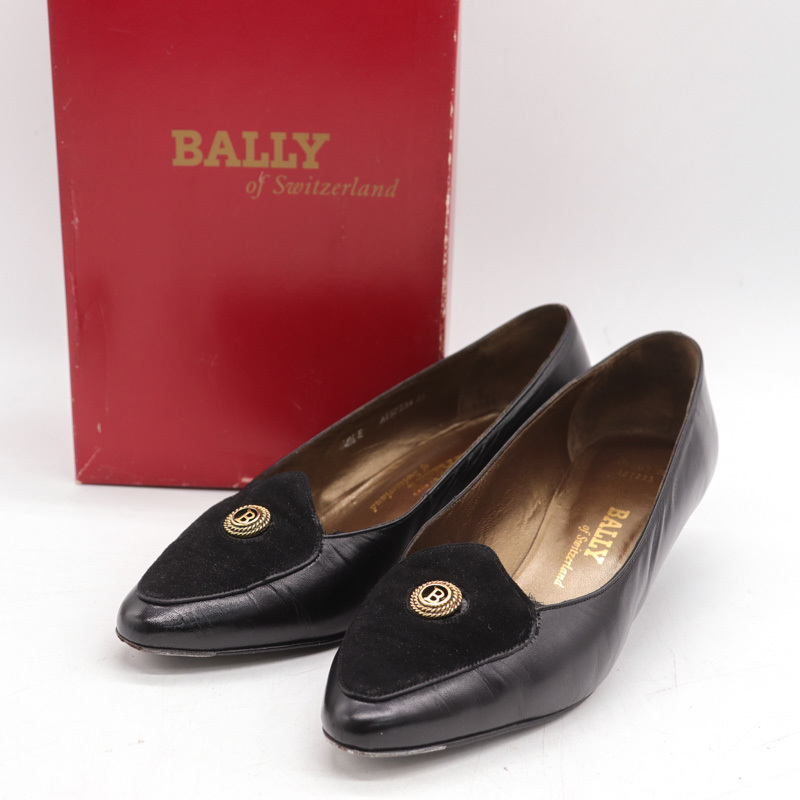 バリー パンプス レザー Bロゴ ブランド シューズ 靴 黒 レディース 4 1/2 Eサイズ ブラック BALLY_画像1