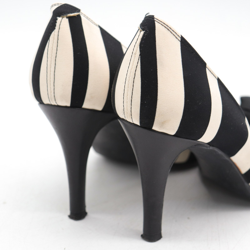 ダイアナ パンプス ボーダー フラワーモチーフ ハイヒール 日本製 ブランド シューズ 靴 レディース 22.5cmサイズ ブラック DIANAの画像5