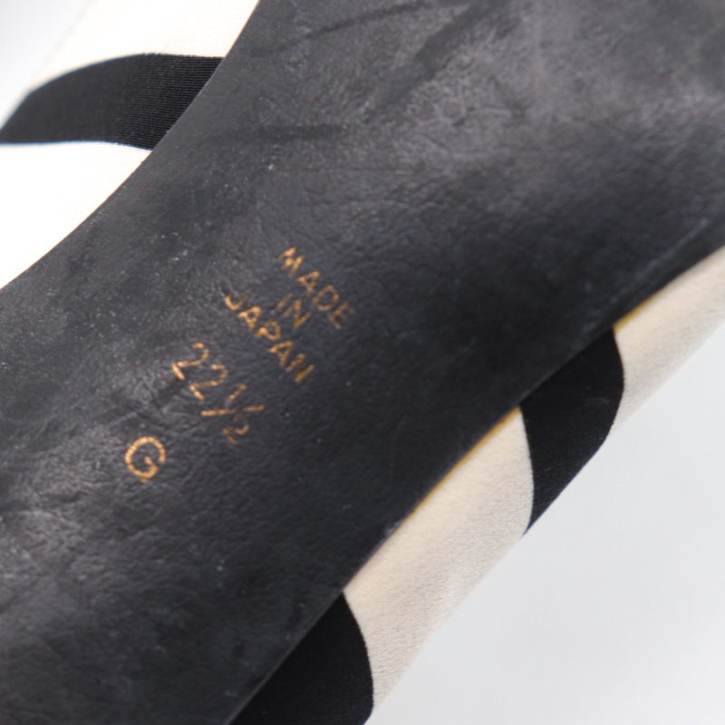ダイアナ パンプス ボーダー フラワーモチーフ ハイヒール 日本製 ブランド シューズ 靴 レディース 22.5cmサイズ ブラック DIANAの画像4