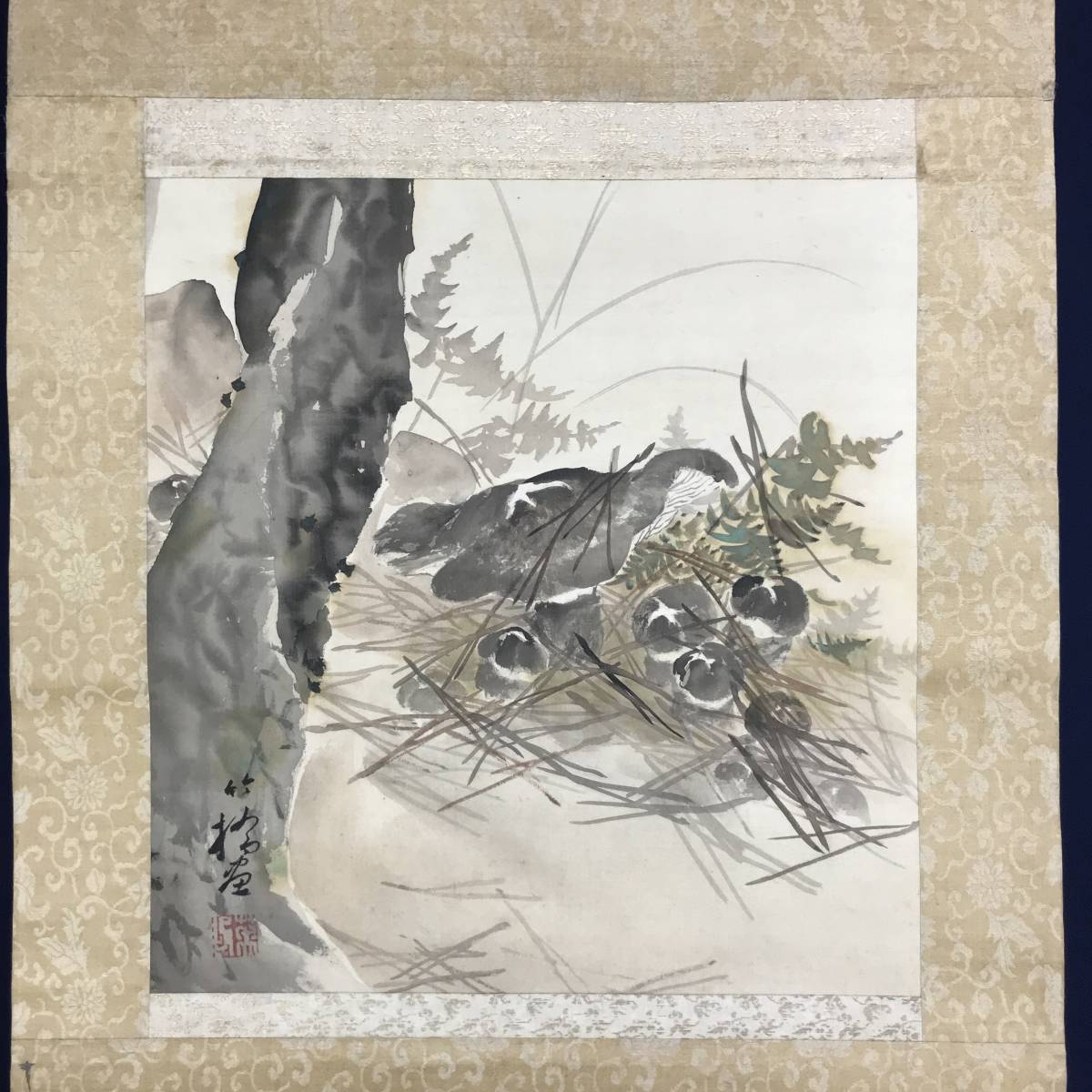 真作】//廣豊/山水画賛/西行の句/布袋屋掛軸HJ-429 題し 真作】//廣豊/山水画賛/西行の句/布袋屋掛軸HJ-429 題し