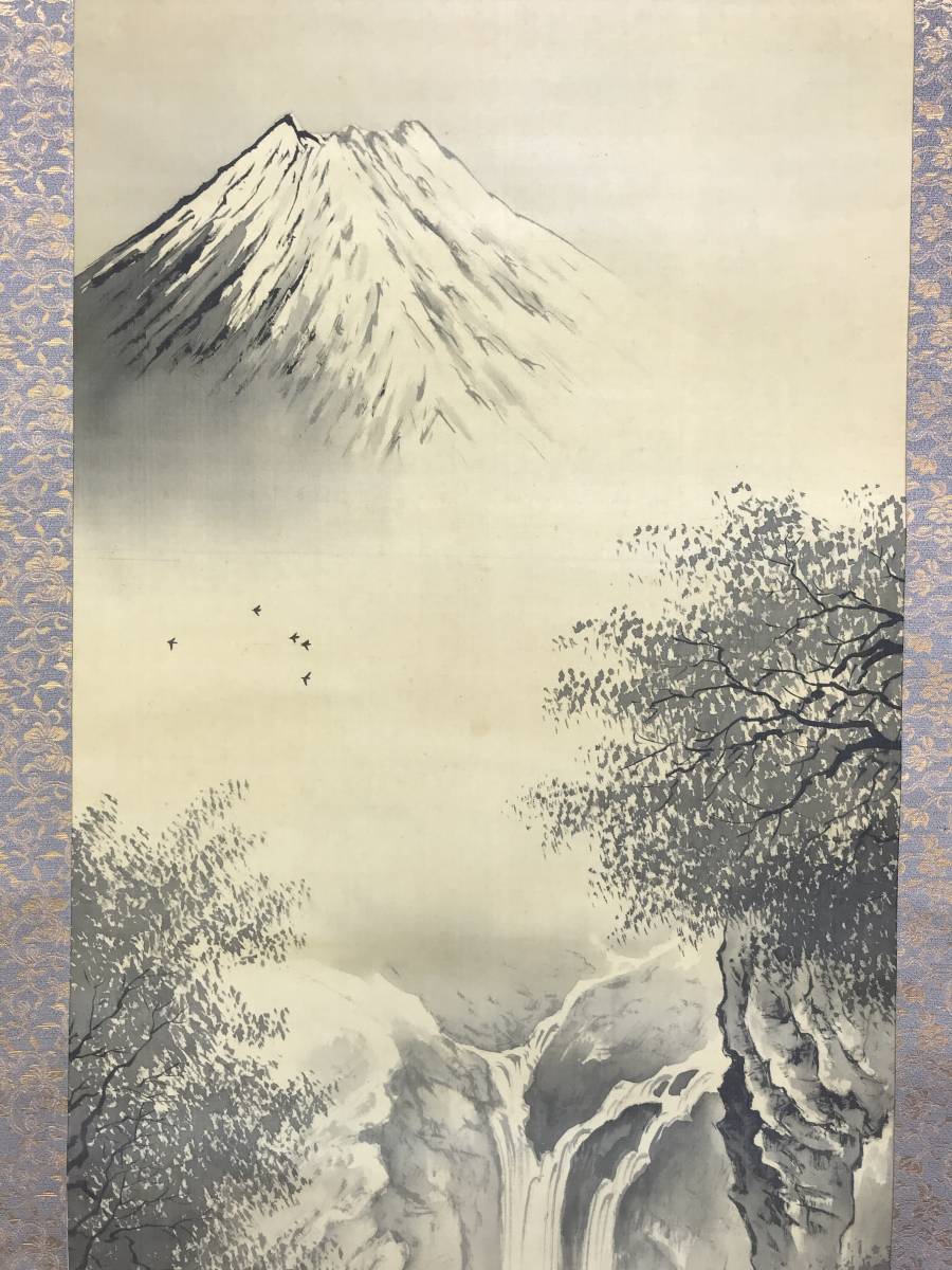  genuine work /. wistaria spring ./ Mt Fuji water map / landscape map / Mt Fuji map // hanging scroll * Treasure Ship *AD-800