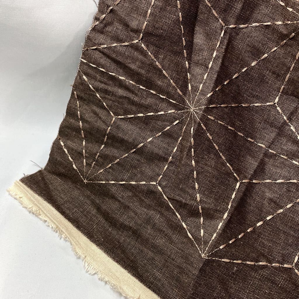  embroidery *oks. flax 100%, cloth * width 135cm×50cm* burnt tea color 