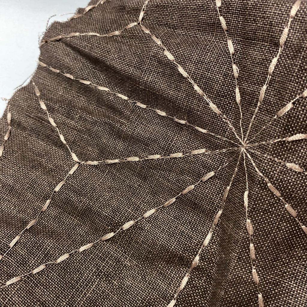  embroidery *oks. flax 100%, cloth * width 135cm×50cm* burnt tea color 