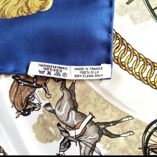 【美品】HERMES エルメス　スカーフ カレ90  ロンシャンへの散歩 馬車 大判 シルク シルクスカーフ