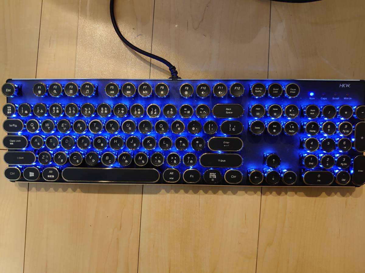 HKW タイプライター風メカニカルキーボード 青軸 104キー USB有線 日本語キーボード　（アンティーク風）_画像2