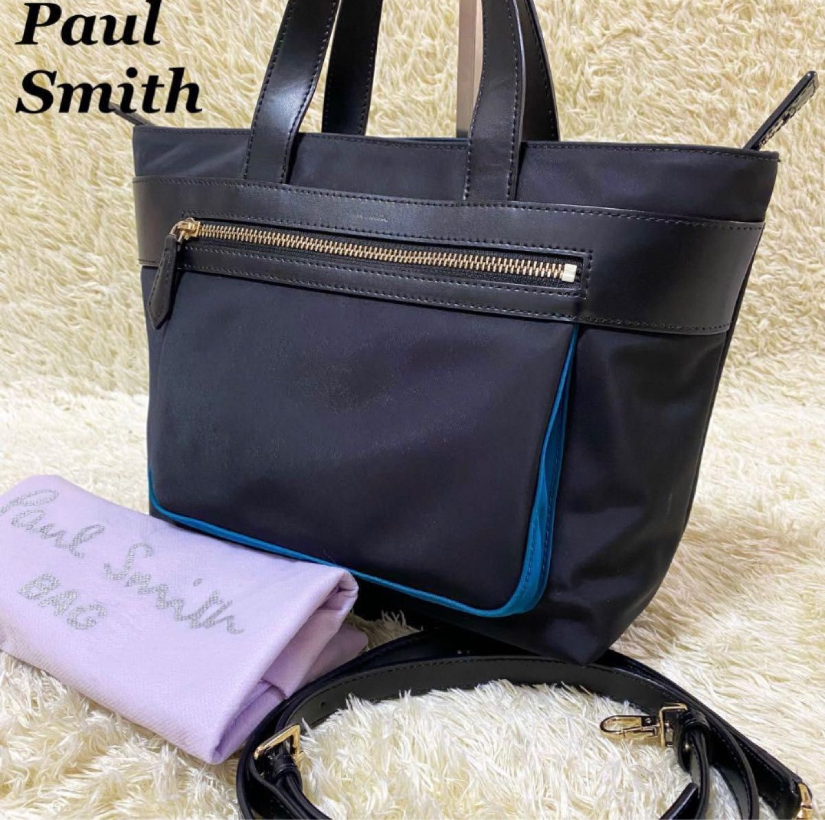 美品】Paul Smith ハンドバッグ 2way ナイロン×レザー ブラック Yahoo