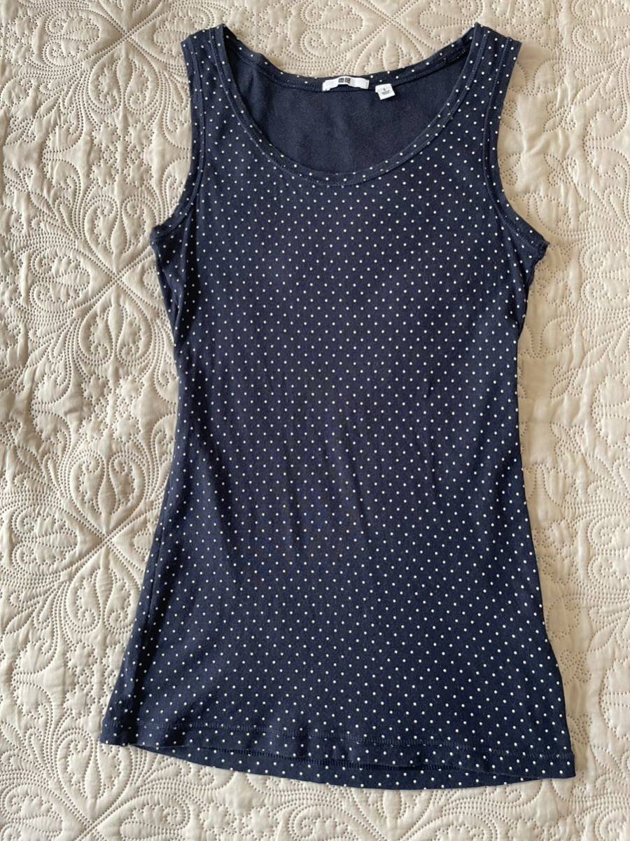 2311019( including carriage ¥345)UNIQLO Uniqlo cotton tank top size L navy × white dodo