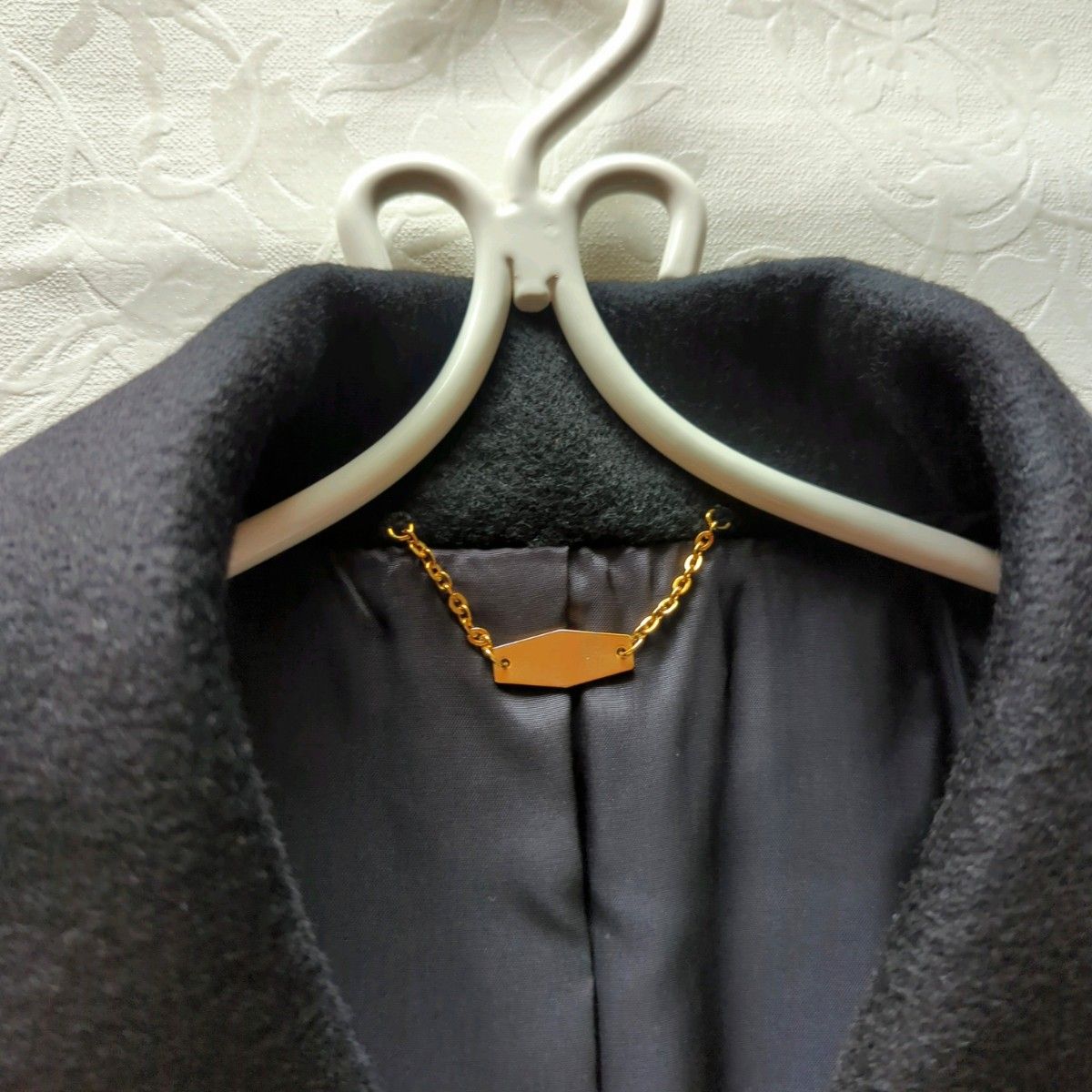 【希少】レア 上質カシミヤ100％ Mサイズ ロングコート 黒 女優襟