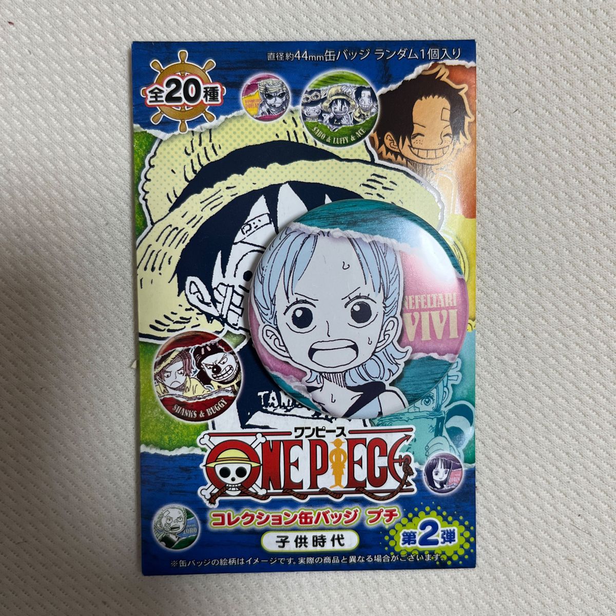 ONE PIECEコレクション缶バッジプチ―ビビ（NEFELTARI VIVI）開封済み。