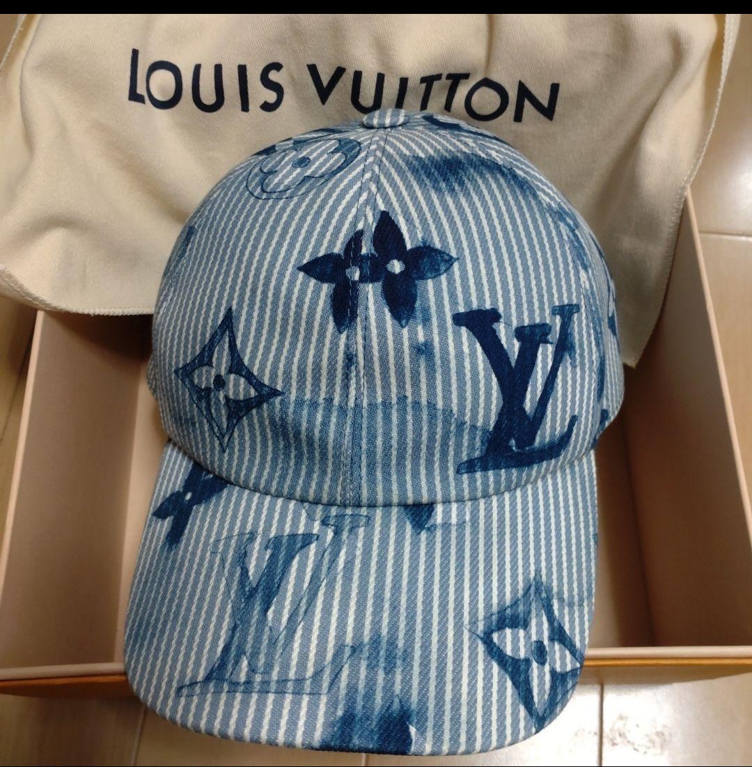 ★LOUIS VUITTON ルイ・ヴィトン M76754 キャスケット・ヒッコリーストライプ 60 ウォーターカラー キャップ 帽子 _画像1