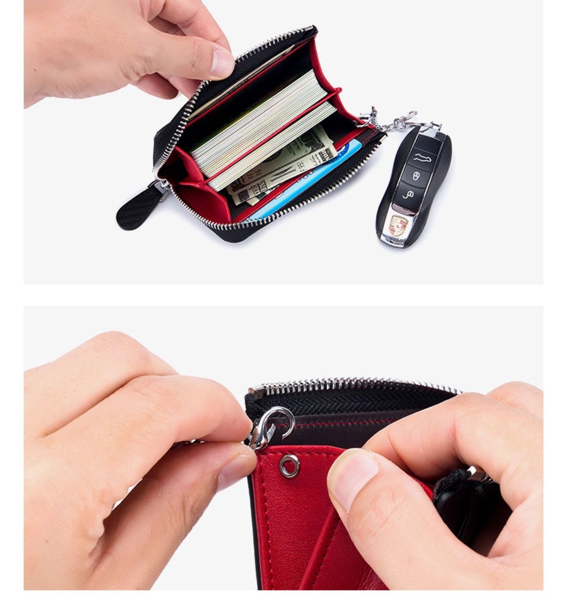 コインケース メンズ 財布 本革 スキミング防止 カーボン レザー ボックス型 小銭入れ RFID メンズ財布 新