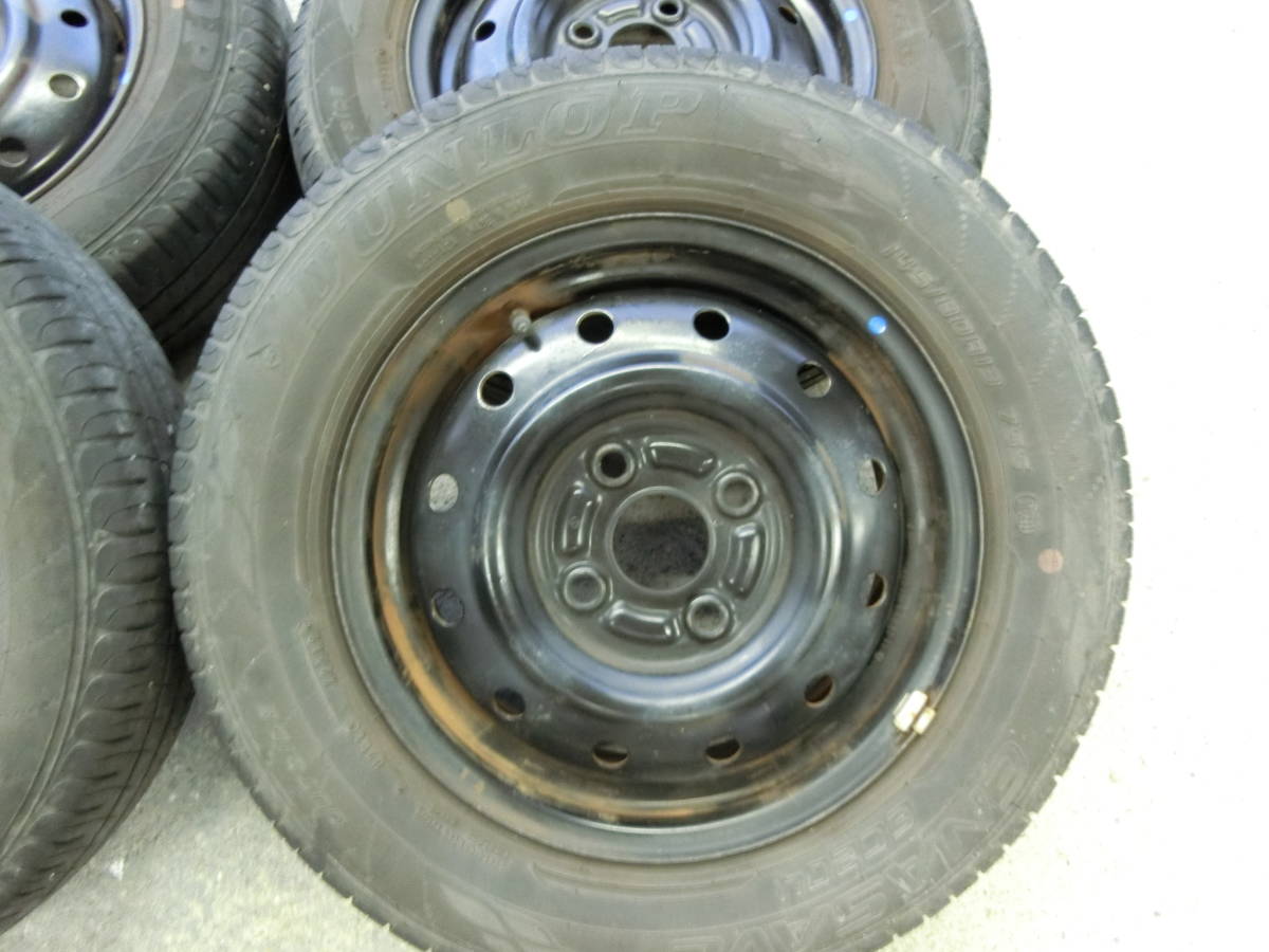 [159] 13インチ スチールホイール 4穴 4本セット 13×4.0B PCD100 タイヤ 145/80R13 ワゴンR MH23S 外し_画像3