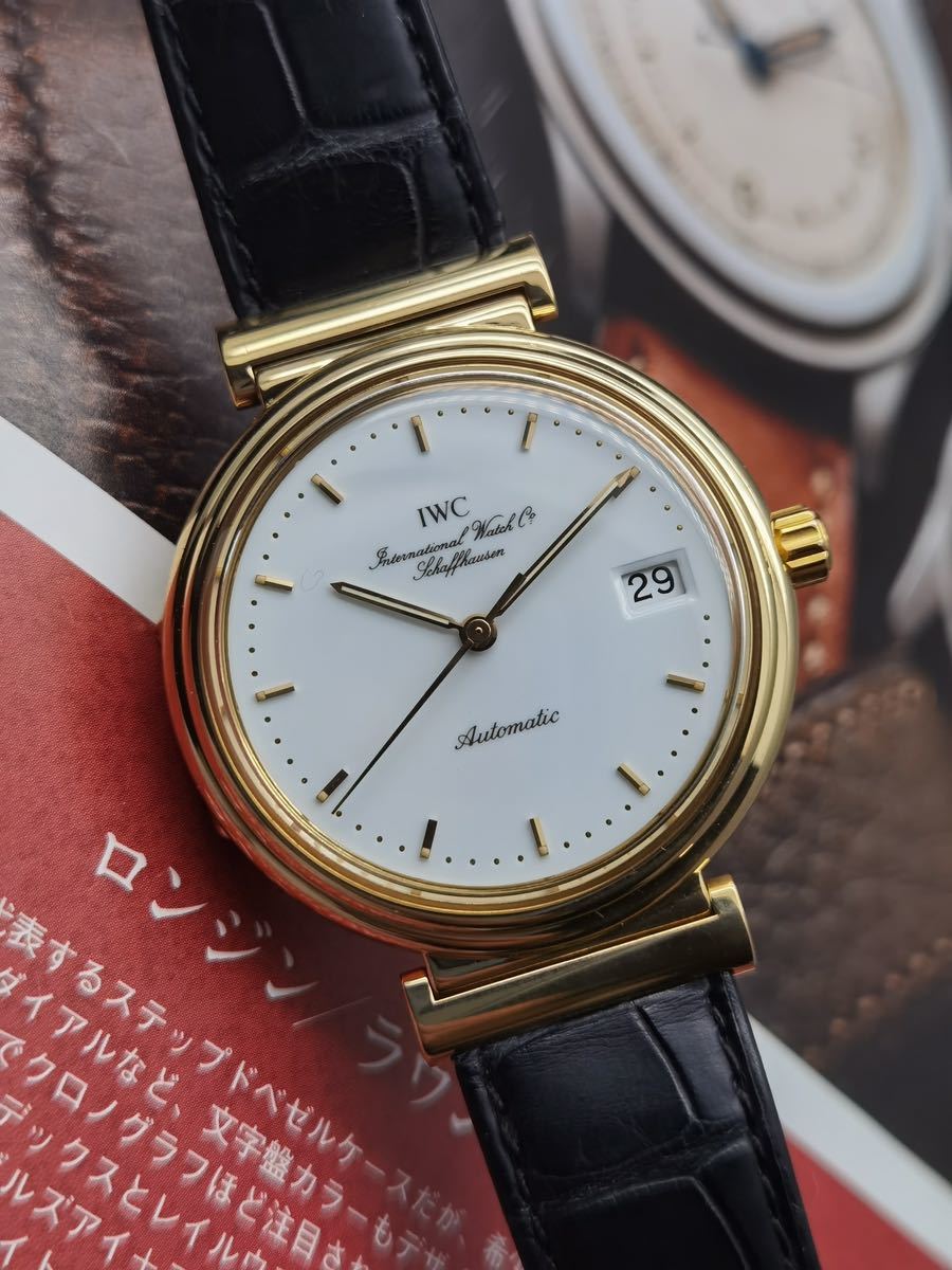 中古美品 希少 IWC THE 8541 オートマチック Cal.8541B IW 1850 ハンターケース K18 YG 750 ホワイト文字盤 メンズ 自動巻 腕時計 磨き済み_画像2