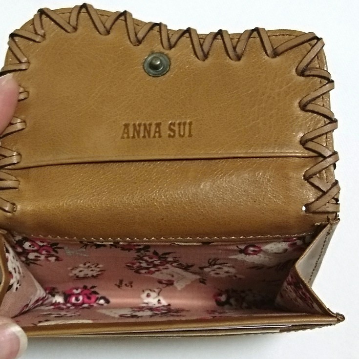 ANNA SUI アナスイ アンジェリーナ カードケース 名刺入れ パスケース 定期入れ キャメル 蝶 バタフライ 新品未使用