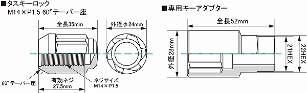 協永産業/KYO-EI ブルロック タスキー ロック＆ナットセット クローム M14×P1.5 入数：1セット(ナット16個/ロック4個) T0600_画像2