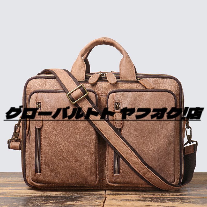 高品質 ヌメ革 ハンドメイド メンズバッグ 本革 ビジネスバッグ ブリーフケース PCバッグ レザー 通勤鞄 手提げバッグ