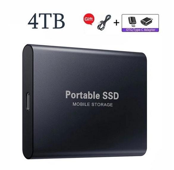 新品 外付け ポータブルSSD USB3.1 USBType-C(Gen1) ブラック 4TB_画像1