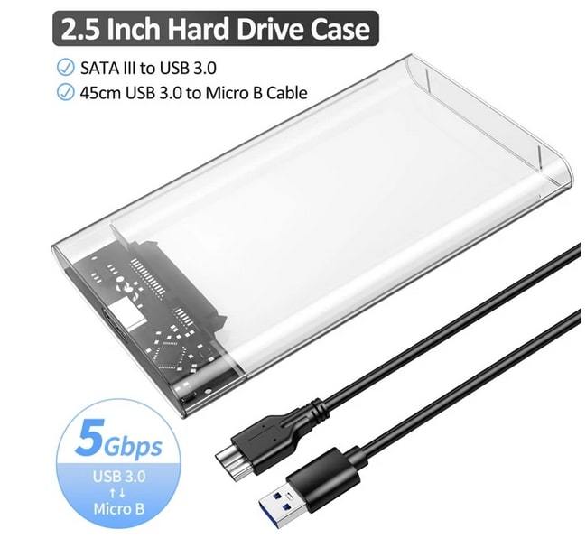 新品 USB3.0 外付け HDD SSD ハードディスクケース クリアー 5Gbps SATA3.0 2.5インチ_画像3