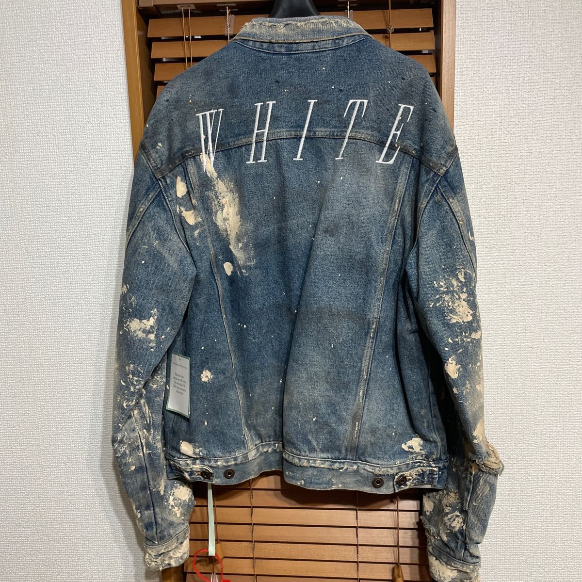 17AW off-white チェック ダメージ ペンキ加工 デニムジャケット 17AW off-white チェック ダメージ ペンキ加工 デニムジャケット