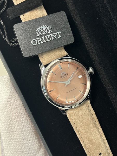 ★新品未使用★Orient　Bambino38　RN-AC0M07Y　カッパー 2023年9月販売ストア限定モデル日本国内30本限定 オリエント　バンビーノ38_対策品ケースに入っています