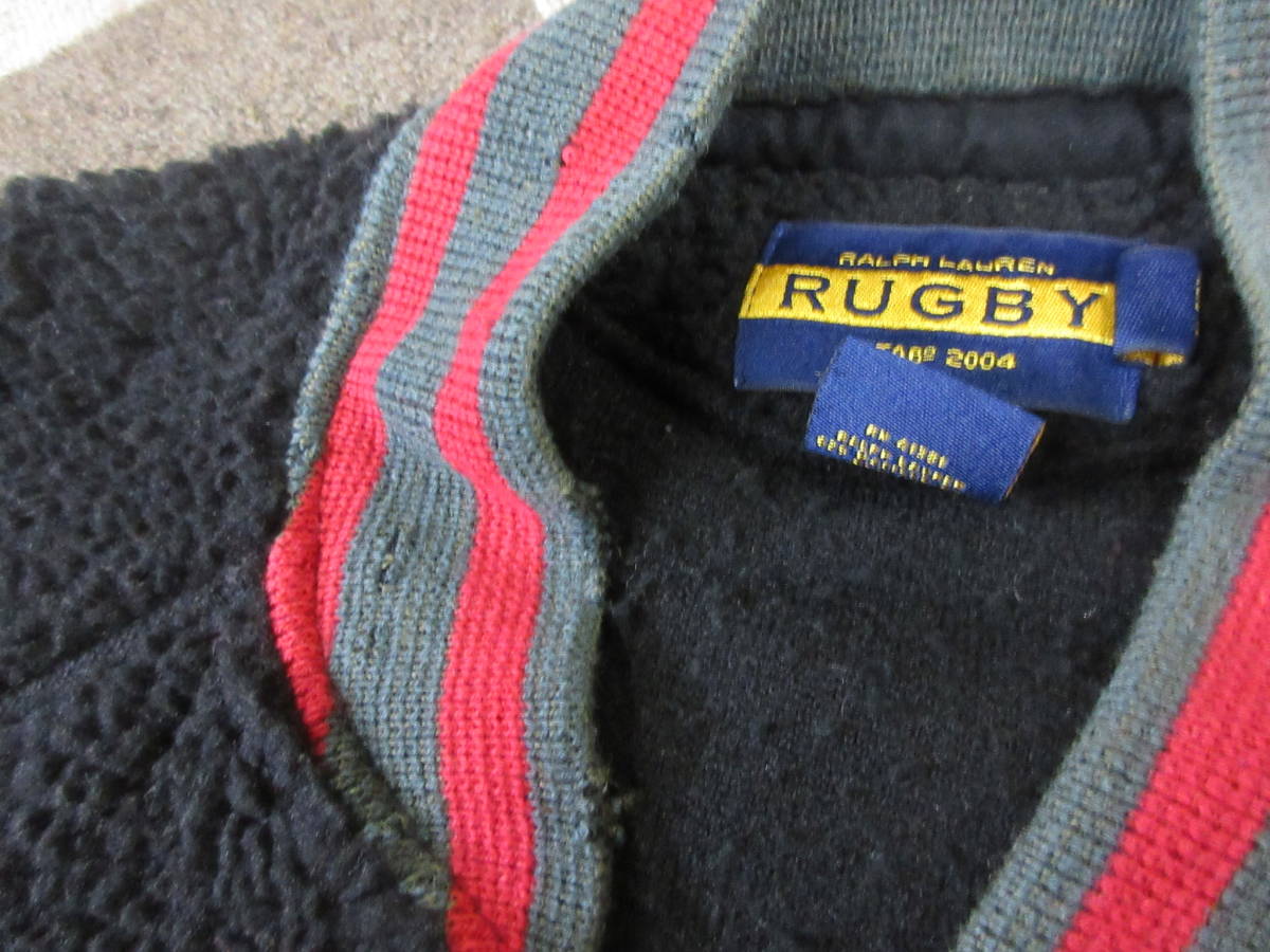 Ralph Lauren RUGBY パイルボアフリース スタジャン S 黒 TALON ラルフローレン ラグビー Polo RL ジャケット ブルゾン アウター_画像5