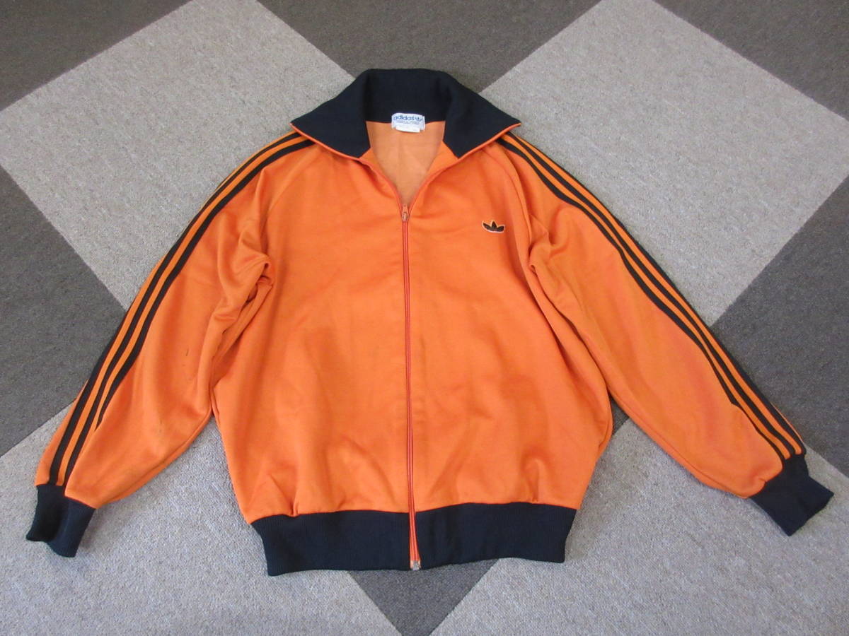 70s80s adidas 6号サイズ ジャージ オレンジｘ黒 デサント アディダス ヴィンテージ オールド ADS-4F XL トラックジャケット_画像1