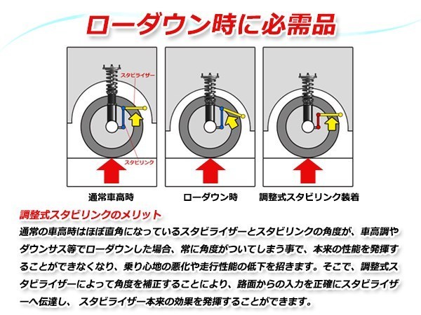 粗悪品注意!トヨタ ヴォクシー ZRR80W 調整式 スタビライザーリンク フロント 強化 スタビリンク 車高調 ダウンサス M12 +20mm～+130mm_画像3