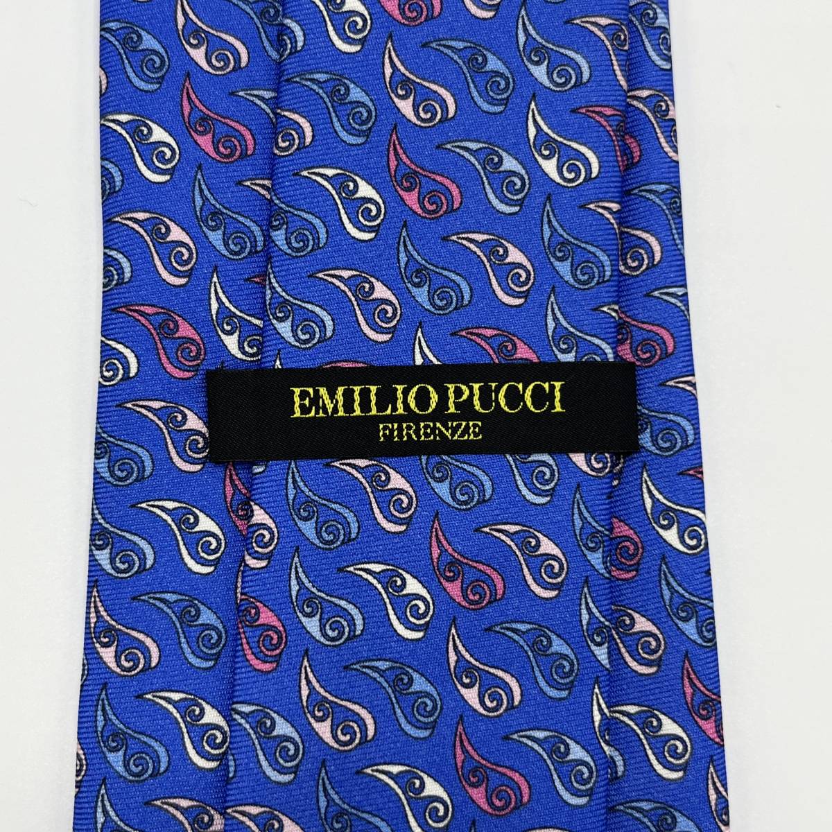 新品 EMILIO PUCCI エミリオプッチ ネクタイ レギュラータイ 絹 シルク ブルー 総柄_画像5