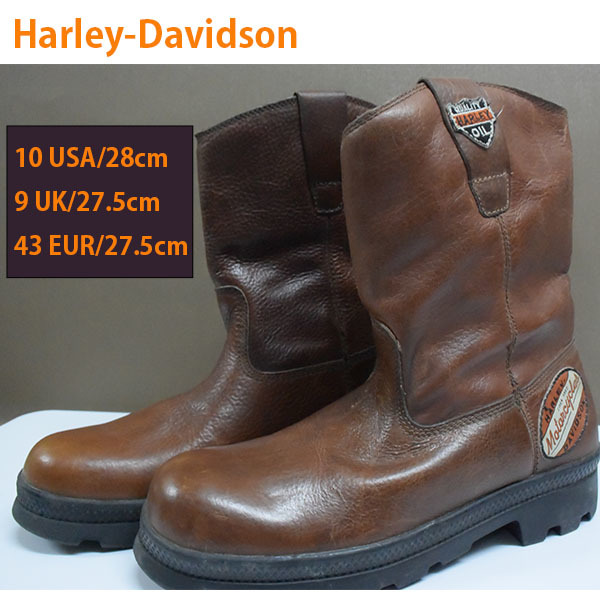 １円新品訳ありHarley-Davidson　本革レザーバイクブーツ　27.5-28cm　ハーレーダビッドソン メンズブーツ ツーリング　レトロアンティーク_画像1