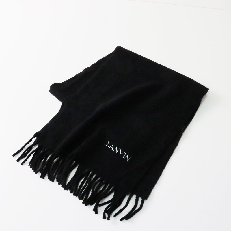 ランバン LANVIN カシミヤ100％ フリンジ マフラー /ブラック ストール ショール アクセサリー ファッション小物 【2400013572705】