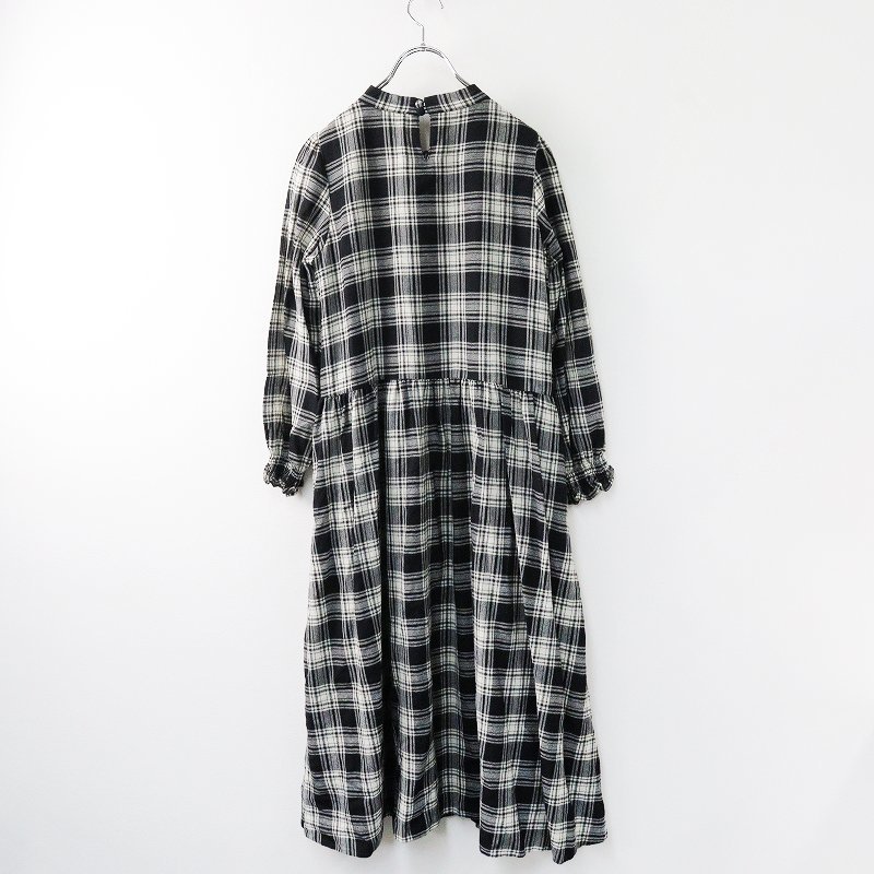 定価3.1万 トゥービーバイアニエスベー To b. by Agnes b ウールチェック ROBE ワンピース 38/ブラック ドレス【2400013574051】_画像3