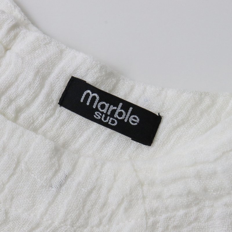 2021SS マーブルシュッド marble SUD クレープブラウス/ホワイト リネン バックボタン 半袖 カットソー【2400013572774】の画像7