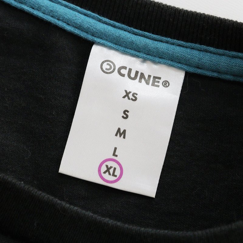  cue nCUNE.. print short sleeves T-shirt XL/ black tops star [2400013622431]