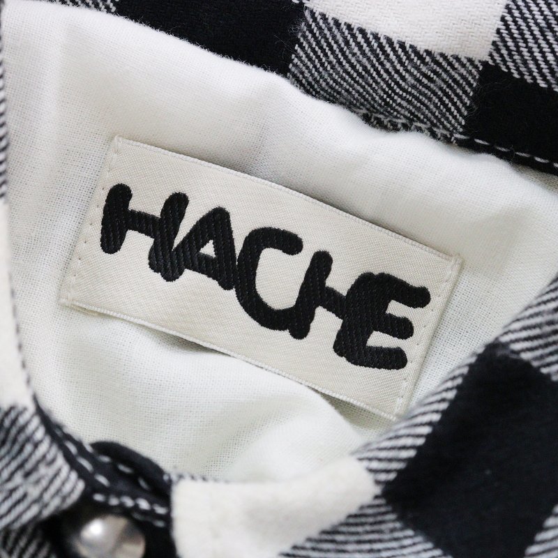 アッシュ HACHE ブロックチェック中綿シャツジャケット 40/ブラック 羽織り ブラウス【2400013632287】_画像7