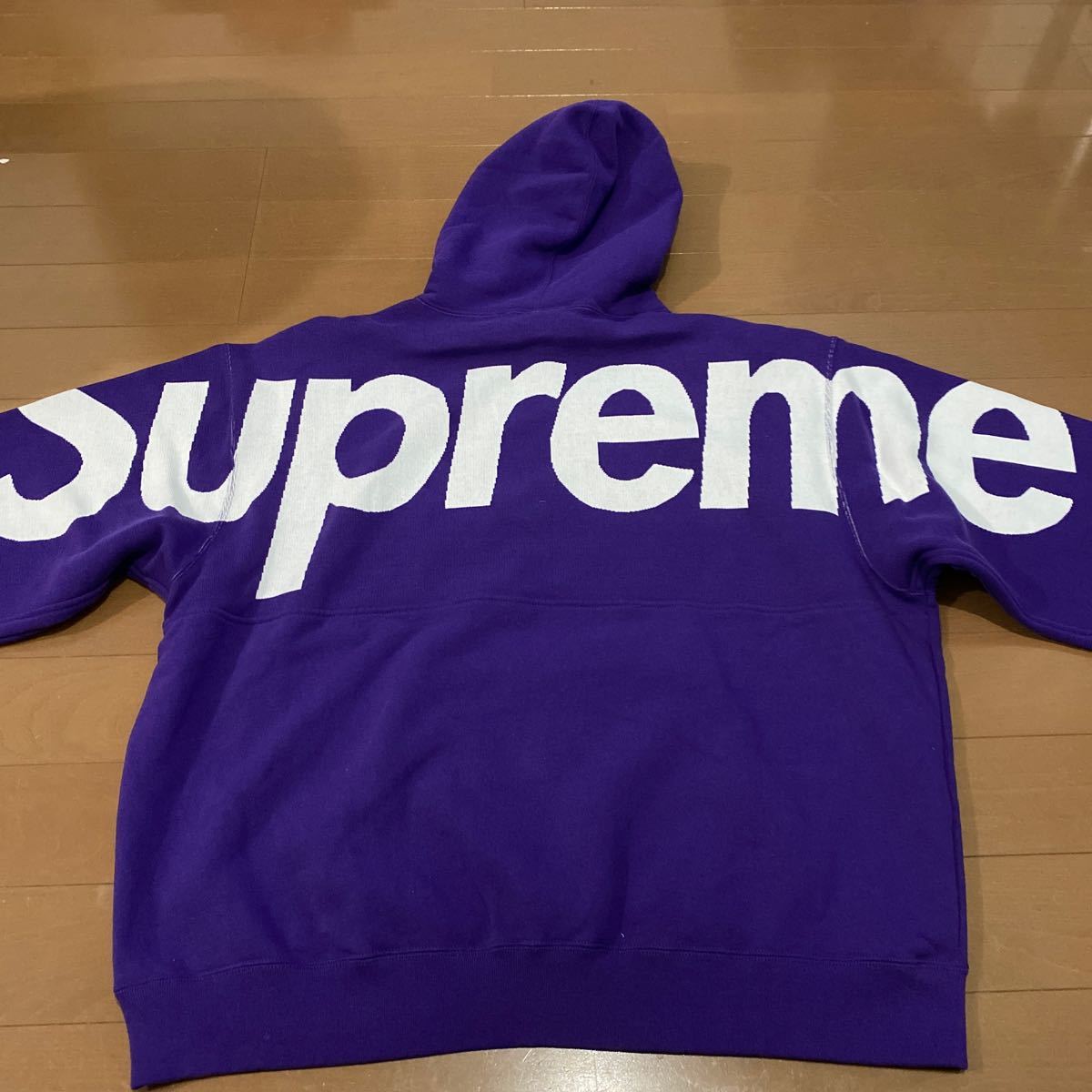 XXL Supreme Big Logo Jacquard Hooded Sweatshirt Purple