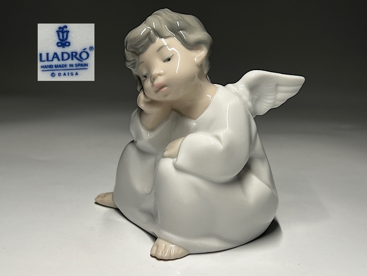 【瑞】リヤドロ LLADRO 天使フィギュリン 陶器人形 置物　高：１０ｃｍ_画像1