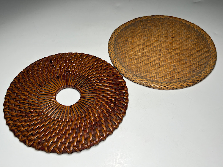 大勧め 【瑞】煎茶道具 茶器 藤編 急須台 瓶敷2枚 藤竹細工 時代物
