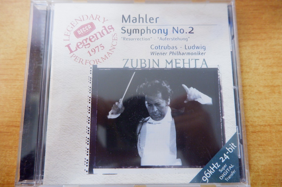 CDk-0750 Mahler, Cotrubas Ludwig, Wiener Philharmoniker, Zubin Mehta / Symphony No.2 'Resurrection' = 'Auferstehung'_画像1