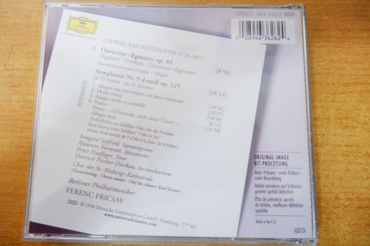 CDk-0827 Ludwig van Beethoven, Ferenc Fricsay, Berliner Philharmoniker, Irmgard Seefried / Symphonie No. 9 Ouvertre Egmont_画像2