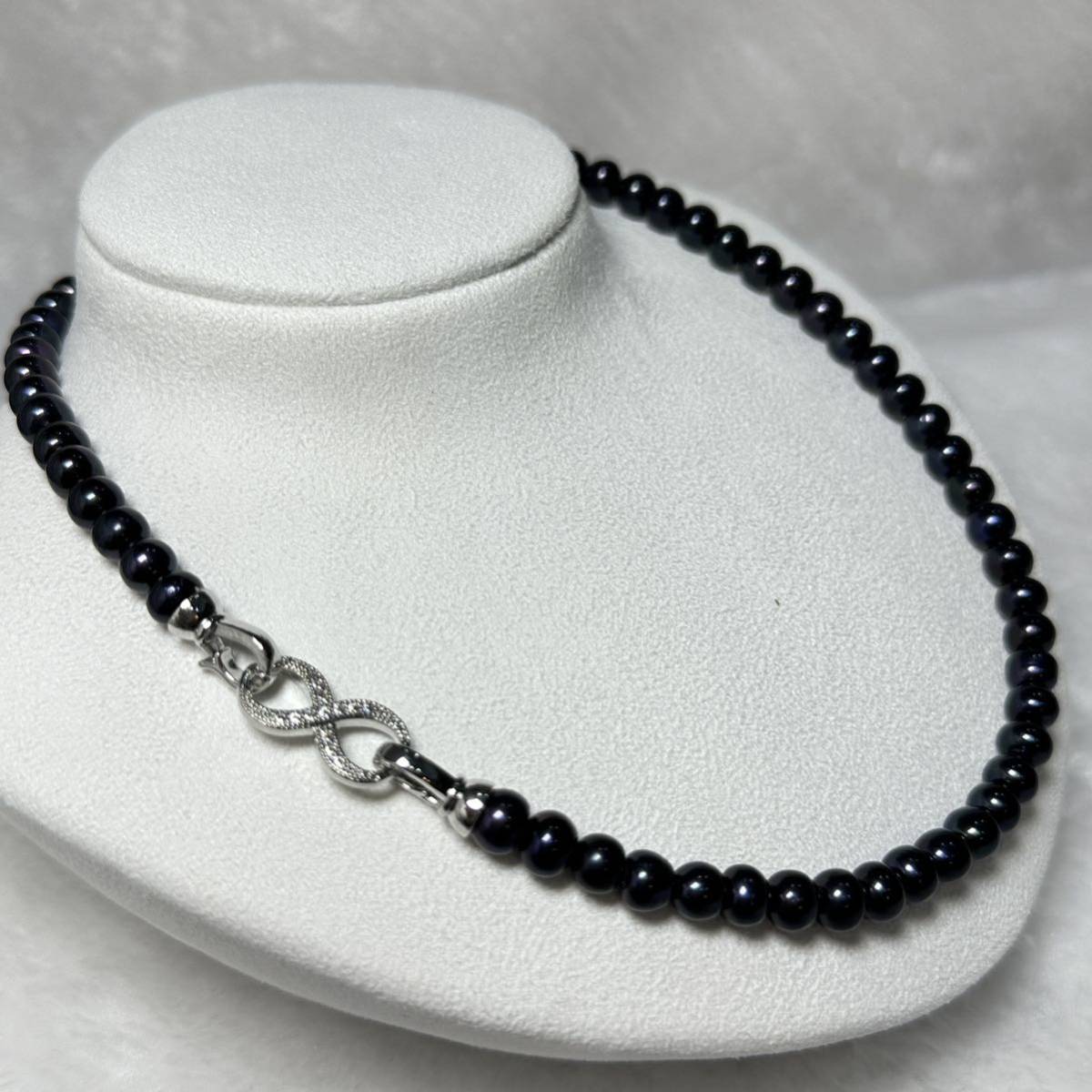 「本真珠ネックレス6mm 40cm 黒真珠」天然パールネックレス jewelry _画像5